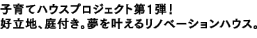 子育てハウスプロジェクト第1弾!好立地、庭付き。夢を叶えるリノベーションハウス