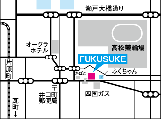 福岡町FUKUSUKEへのアクセスマップ